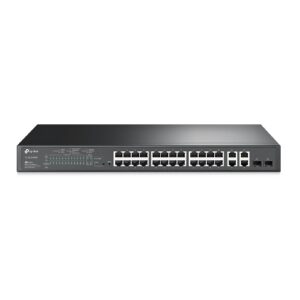 SWITCH TP-LINK TL-SL2428P 24 PUERTOS RJ45 10/100 MBPS POE CON 2 PUERTOS RJ45 GIGABIT Y 2 RANURAS SFP GIGABIT COMBO NO ADMINIS