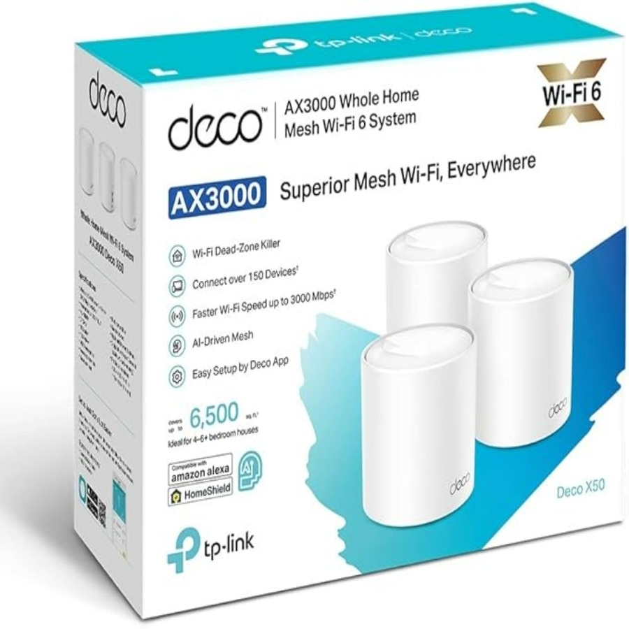 ROUTER | TP-LINK |DECO X10 (3-PACK) | MESH | WIFI 6 | AX1500 | 2 PUERTOS GIGABIT | CONECTA HASTA 120 DISPOSITIVOS - TP-LINK