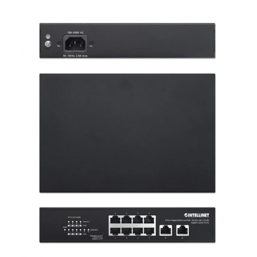 POE SWITCH ,INTELLINET,561402, GB 8 PTOS 32W/PTO, 120W, + 2 RJ45