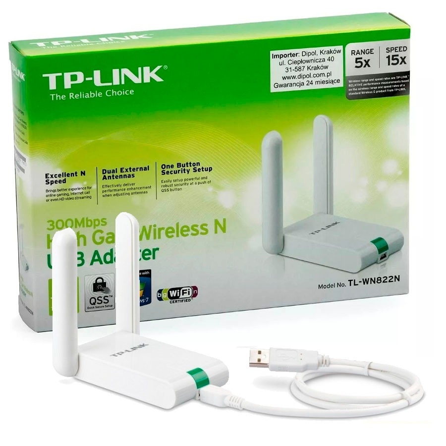 TARJETA DE RED | TP-LINK | TL-WN822N | USB | INALAMBRICA | 300MBPS |ANTENA DUAL 3DBI - TP-LINK