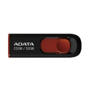 MEMORIA ADATA 32GB USB 2.0 C008 RETRACTIL NEGRO-ROJO (AC008-32G-RKD) - Adata