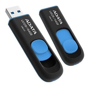 MEMORIA ADATA 64GB USB 3.2 UV128 RETRACTIL NEGRO-AZUL (AUV128-64G-RBE) - Adata