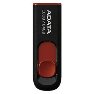 MEMORIA ADATA 64GB USB 2.0 C008 RETRACTIL NEGRO-ROJO ( AC008-64G-RKD) - Adata