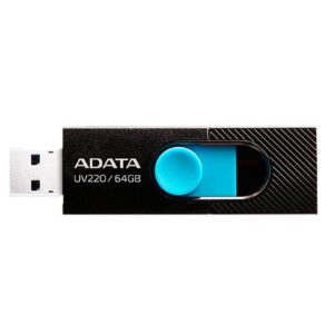 MEMORIA ADATA 64GB USB 2.0 UV220 RETRACTIL NEGRO-AZUL (AUV220-64G-RBKBL) - Adata