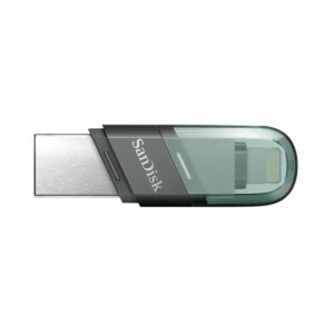 MEMORIA SANDISK 128GB IXPAND FLASH DRIVE FLIP PARA IPHONE/IPAD LIGHTNING/USB 3.1 METLICA CON TAPA DE PLSTICO SDIX90N-128G-GN6
