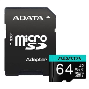 MEMORIA ADATA MICRO SDXC/SDHC 64GB UHS-I 100MB/80MB CLASE 10 V30 A2 C/ADAPTADOR AUSDX64GUI3V30SA2-RA1 - Adata