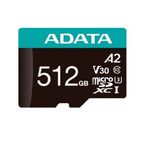 MEMORIA ADATA MICRO SDXC/SDHC 512GB UHS-I 100MB/85MB CLASE 10 V30 A2 C/ADAPTADOR AUSDX512GUI3V30SA2-RA1 - Adata