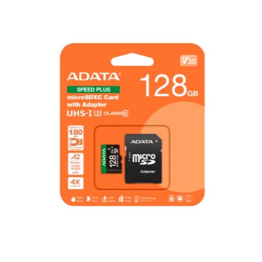 MEMORIA ADATA MICROSDXC SPEED PLUS 128GB CL10 CON ADAPTADOR UD128GUI3V30A2SP-RA1 - Adata