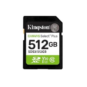 MEMORIA FLASH SD KINGSTON SDXC CANVAS SELECT 512GB 150MB/S C10 UHS-I U3 V30 (SDS3/512GB)