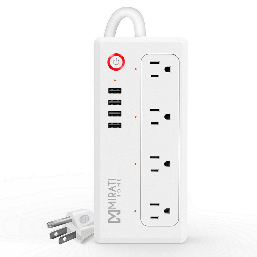 MULTICONTACTO INTELIGENTE MIRATI 4 SOCKETS/4USB/LED INDICADOR/WIFI 2.4 GHZ/100 – 240 V/1800 W/ BLANCO - Mirati