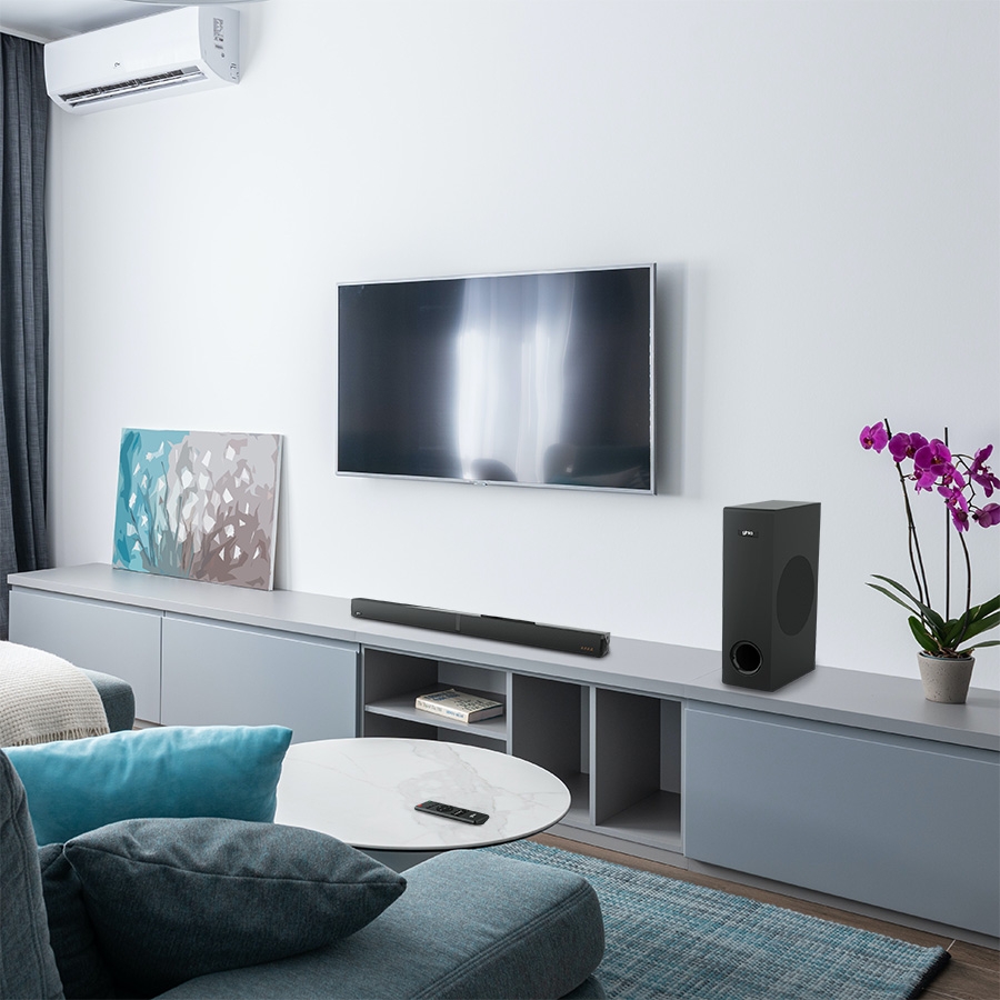 BARRA DE SONIDO DETACHABLE GHIA 2.1 CANALES/BLUETOOTH/USB/AUX/HDMI ARC/ OPTICO 100W RMS - Ghia