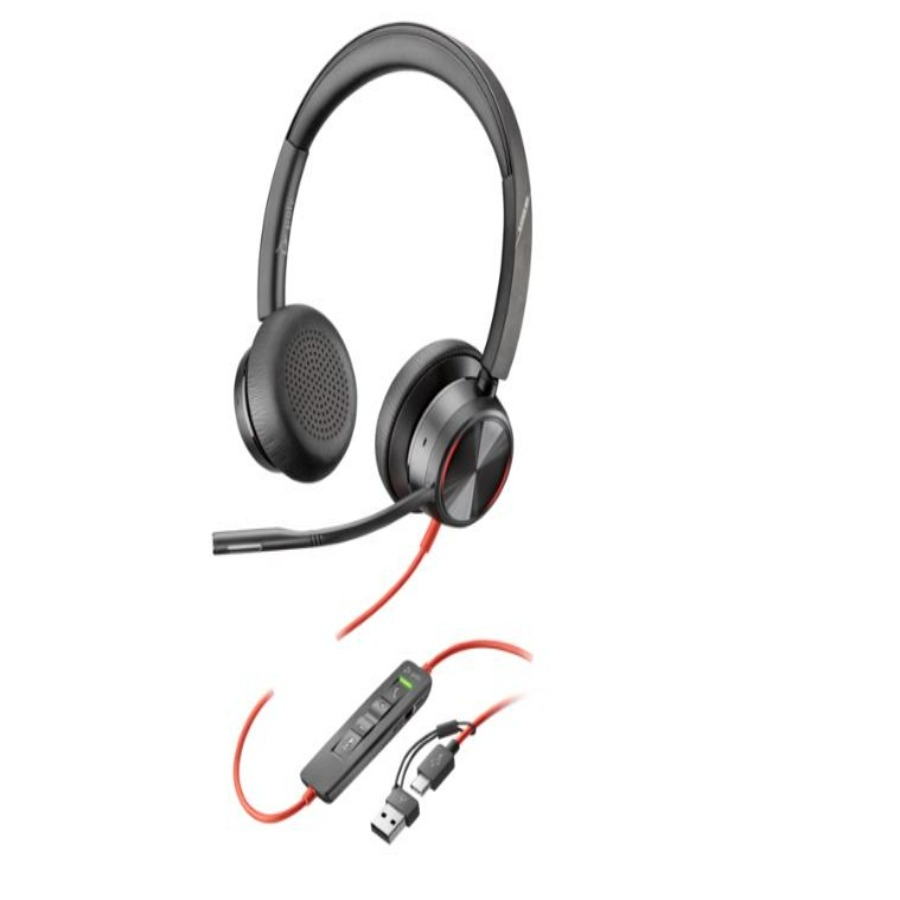 DIADEMA HP POLY 8X223AA BW 8225/ ALAMBRICA BINAURAL CONEXION USB-C USB-A CANCELACION ACTIVA DE RUIDO CONTROL PARA LLAMADAS CO