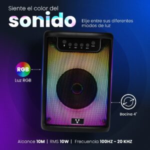 MINI BAFLE / VORAGO / KSP-205, NEGRO 4 TWS BLUETOOTH RECARGABLE RGB - Vorago
