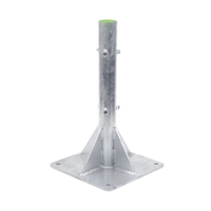 Base para Mástil Hasta 2″ con Opresores, Base de 50 x 50 cm y Tubo de 80 cm Ced. 30. Galv. Inmersión. - SYSCOM TOWERS
