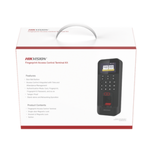 Kit de Control de Acceso TODO INCLUIDO con Lector de Huellas y Tarjetas / 3,000 Huellas / Compatible con App Hik-Connect / In