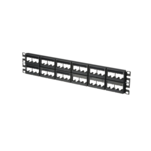 Panel de Parcheo Modular Mini-Com (Sin Conectores), Plano, Sin Blindaje, Con Etiqueta y Cubierta, de 48 Puertos, 2UR - PANDUI