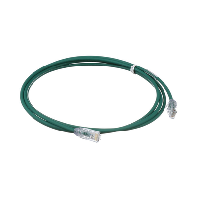 Cable de Parcheo UTP Cat6A, CM/LSZH, Diámetro Reducido (28AWG), Color Verde, 2.13 Metros (7 Pies) - PANDUIT