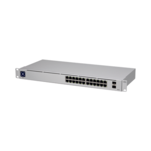 UniFi Switch USW-24, Capa 2 de 24 puertos 10/100/1000 Mbps + 2 puertos 1G SFP, pantalla informativa - UBIQUITI
