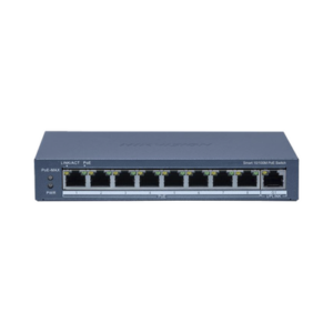 Switch PoE+ / Monitoreable / 8 Puertos 10/100 Mbps PoE+ / 1 Puerto 1000 Mbps de Uplink / Configuración Nube Hik-PartnerPro / 