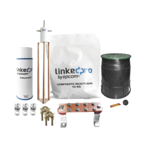 Kit Puesta a Tierra 30A / Electrodo Cobre Electrolítico / Diseño Delta / Filtro Equipotencial / Compuesto 12 kg / Barra Unión