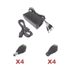 Kit con fuente EPCOM POWER LINE con salida de 12 Vcc a 5 Amper con 4 salidas / Incluye conectores JR52 y JR53 - EPCOM POWERLI