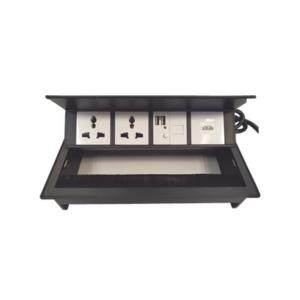 Caja Horizontal Tipo Hub para Escritorio Color Negro, con 1 Puerto HDMI Hembra-Hembra, 1 Puerto RJ45 Cat6, 2 Puertos USB (Sol