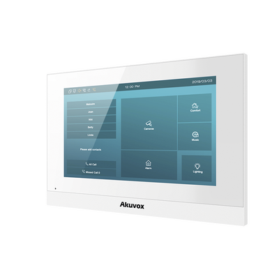 Monitor Color Blanco Linux / Pantalla Touch de 7 Pulgadas / SIP / POE / WIFI / Compatible con Frentes de Calle Akuvox - AKUVO