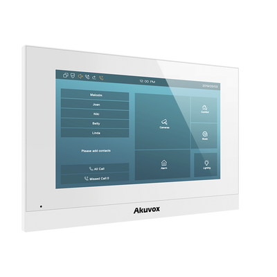 Monitor Color Blanco Linux / Pantalla Touch de 7 Pulgadas / SIP / POE / WIFI / Compatible con Frentes de Calle Akuvox - AKUVO