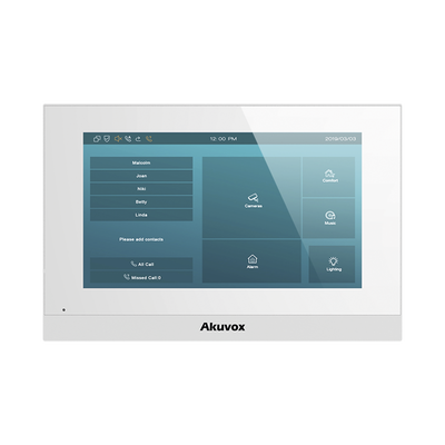 Monitor Color Blanco Linux / Pantalla Touch de 7 Pulgadas / SIP / POE / WIFI / Compatible con Frentes de Calle Akuvox - AKUVO