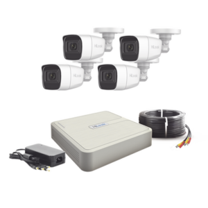 (MICRÓFONO Integrado) Kit TurboHD 1080p Lite / DVR 4 canales / Audio por Coaxitron / 4 Cámaras Bala de Policarbonato con Micr