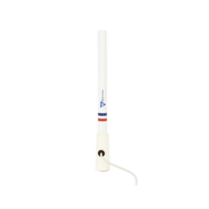 Antena marina VHF en fibra de vidrio en rango de 156 a 163 MHz, Incluye 4.5 metros de cable y conector PL-259 macho. - TXPROM