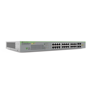 Switch PoE+ Gigabit WebSmart de 24 puertos 10/100/1000 Mbps + 4 puertos SFP Gigabit, 185 W, Version 2 - ALLIED TELESIS