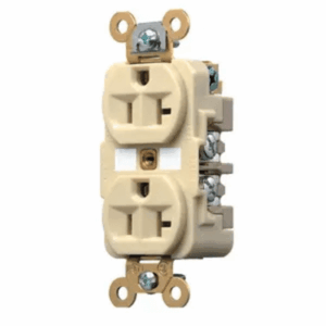 Contacto Dúplex 20 A 125 V / 2 Polos 3 Hilos / Color Marfil /Nema 5-20R /Grado Industrial. - HUBBELL