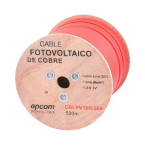 Carrete de 500 Metros / Cable Fotovoltaico Rojo / Material COBRE / 6mm² (10AWG) / 2000 Vcc - EPCOM POWERLINE