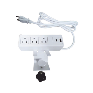 Tomacorriente para Escritorio / Cuenta con Bracket Ajustable a Diferentes Grosores / 3 Contactos 110VCA / 2 Contactos para Ca
