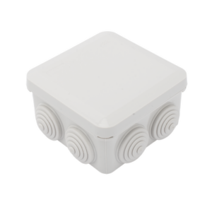 Caja Estanca, Derivación, Conexión de Plástico (89 X 89 X 50 mm) con 7 Glándulas de Goma. Para Instalaciones Comerciales, Res