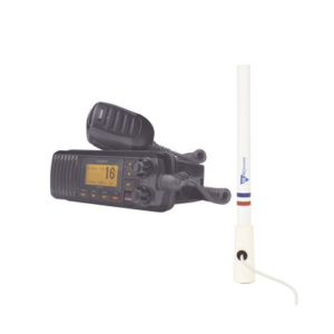 Kit de radio UM385BK | mas antena marina de fibra de vidrio TX-5206-SYS y soporte para antena 4186 - UNIDEN