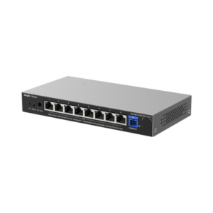 e-Lighten ONU / Switch PoE+ Hibrido, Capa 2 con un Puerto PON 1G SC/UPC y 8 Puertos Ethernet PoE+ 1G hasta 120 Watts y 100 Cl