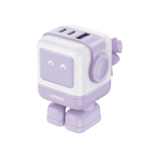 Cargador RobotGaN de 65W Serie UNO | 3 Puertos de Carga Rápida | 2 USB-C | 1 USB-A | PD 3.0 | QC 4.0 | Carga Inteligente | Te