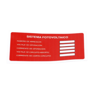 Etiqueta de Sistema fotovoltaico/ Paquete con 20 - Syscom