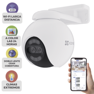 Cámara PT / Wi-Fi / Lente Dual / Panorámica 360° / Resolución 4K / Visión Nocturna ColorFULL / IA Detección de Humanos y Vehi
