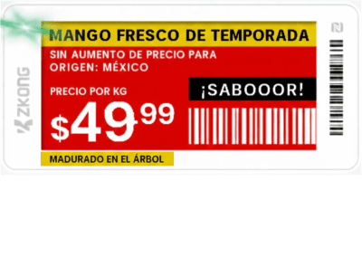 Etiqueta de Estantería Electrónica ESL ZKE21B / Pantalla EPD 2.13 Pulgadas / Resolución 122×250 Píxeles / 4 Colores (Negro Bl
