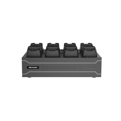 Dock Station de Escritorio con 8 Estaciones de Carga para Body Cams / Doble Interfaz de Red / 4 Bahías de HDD / Carga y Respa