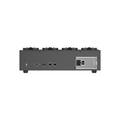 Dock Station de Escritorio con 8 Estaciones de Carga para Body Cams / Doble Interfaz de Red / 4 Bahías de HDD / Carga y Respa