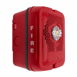 Bocina con Lámpara Estroboscópica para Exterior, con Configuración Estroboscópica Seleccionable, Color Rojo - SYSTEM SENSOR