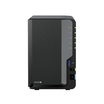 NAS DiskStation DS225+ | 2 Bahías | Intel Celeron J4125 | 2 GB DDR4 | Hasta 40 TB | Puertos 1GbE y 2.5GbE | USB 3.2 Gen 1 | C