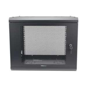 Gabinete de Pared de 9U con Puerta Perforada, 455 mm de Profundidad, Rack de 19”, Acero Reforzado Color Negro. - LINKEDPRO