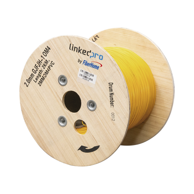 Fibra Óptica Multimodo OM4, 2 mm, Simplex, Tight Buffer, 900 micras, Color Amarillo - LINKEDPRO BY EPCOM
