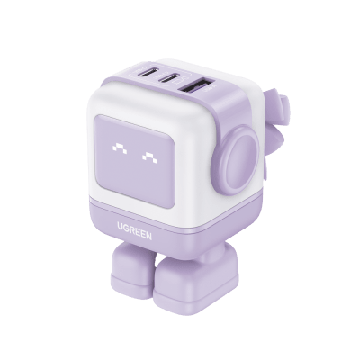 Cargador RobotGaN de 65W Serie UNO | 3 Puertos de Carga Rápida | 2 USB-C | 1 USB-A | PD 3.0 | QC 4.0 | Carga Inteligente | Te