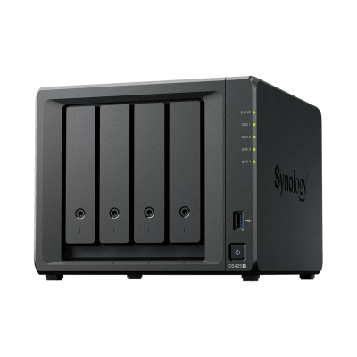 NAS DiskStation DS425+ | 4 Bahías | Intel Celeron J4125 2.7 GHz | 2 GB DDR4 / 2.5GbE + 1GbE | 2 Puertos USB 3.2 Gen 1 | 2 Ran